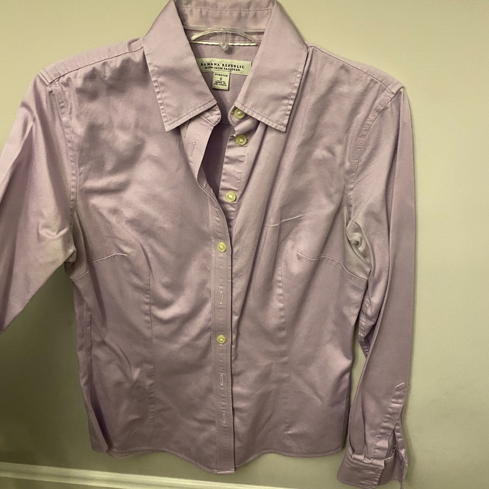 Lavender non iron tailored button down, banana republic, 0